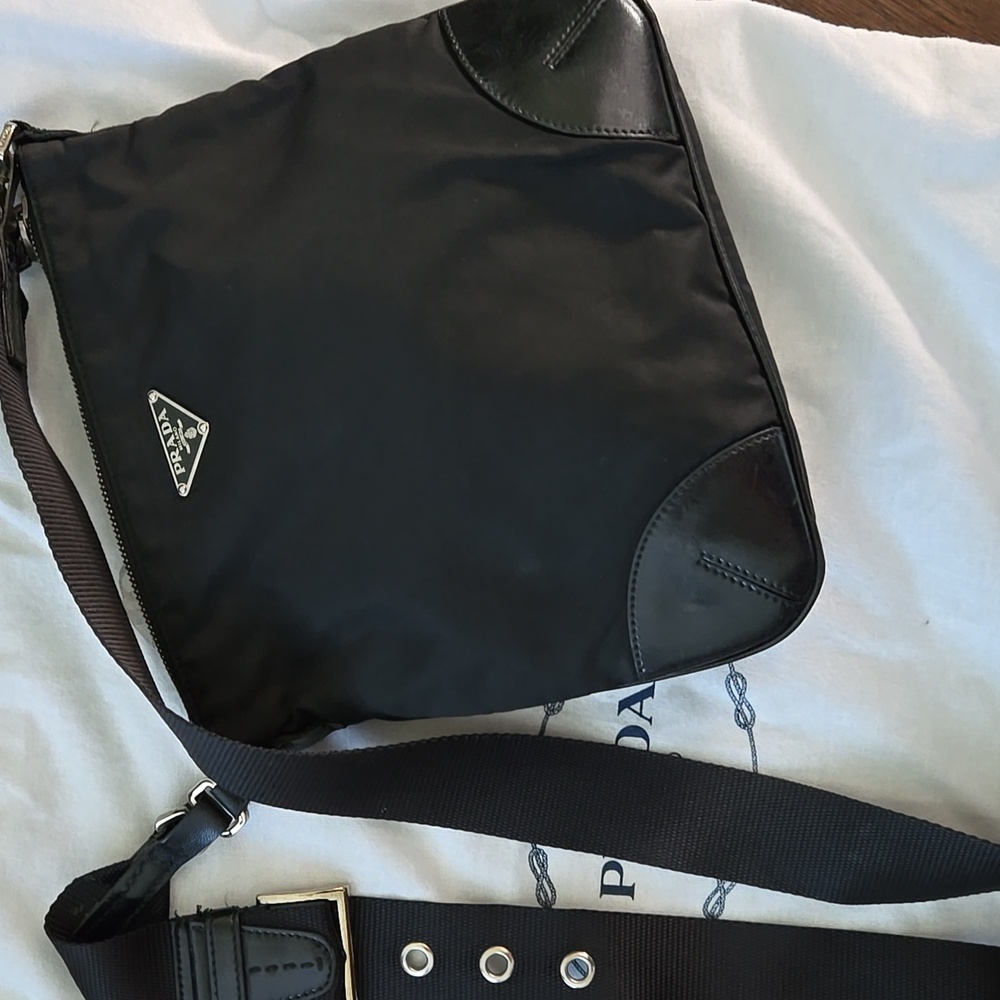 PRADA TESSUTO LIGHT NERO BLACK CROSSBODY MESSENGER BAG WITH DUSTBAG & CARDS